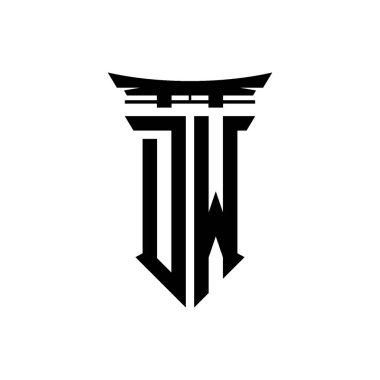 İlk logo geometrik modern Torii Kapısı Japon stili tasarımı ile izole edilmiş arka plan, minimalist geometrik Japon tarzı logo.
