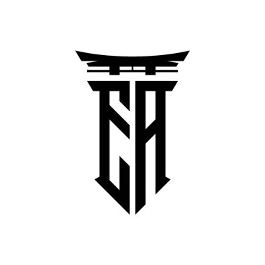İlk logo geometrik modern Torii Kapısı Japon stili tasarımı ile izole edilmiş arka plan, minimalist geometrik Japon tarzı logo.