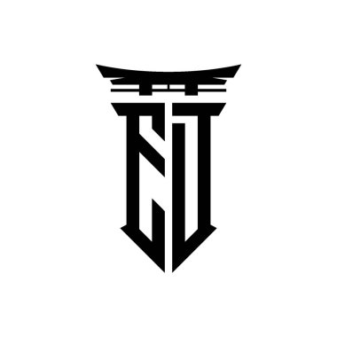 İlk logo geometrik modern Torii Kapısı Japon stili tasarımı ile izole edilmiş arka plan, minimalist geometrik Japon tarzı logo.