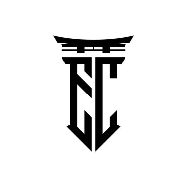 İlk logo geometrik modern Torii Kapısı Japon stili tasarımı ile izole edilmiş arka plan, minimalist geometrik Japon tarzı logo.