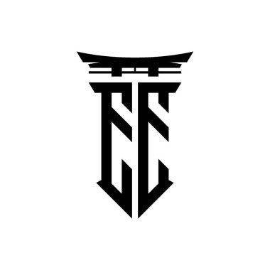 İlk logo geometrik modern Torii Kapısı Japon stili tasarımı ile izole edilmiş arka plan, minimalist geometrik Japon tarzı logo.