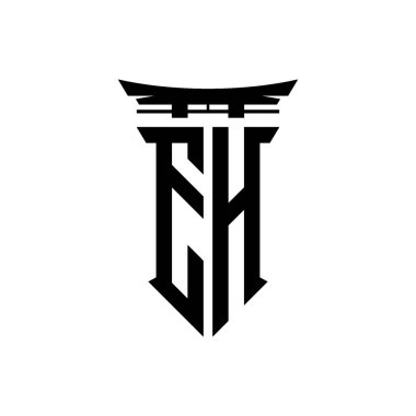 İlk logo geometrik modern Torii Kapısı Japon stili tasarımı ile izole edilmiş arka plan, minimalist geometrik Japon tarzı logo.
