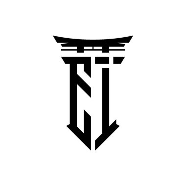 İlk logo geometrik modern Torii Kapısı Japon stili tasarımı ile izole edilmiş arka plan, minimalist geometrik Japon tarzı logo.