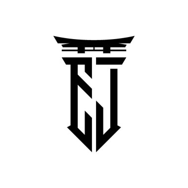 İlk logo geometrik modern Torii Kapısı Japon stili tasarımı ile izole edilmiş arka plan, minimalist geometrik Japon tarzı logo.