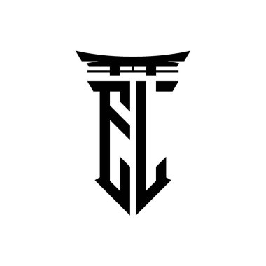 İlk logo geometrik modern Torii Kapısı Japon stili tasarımı ile izole edilmiş arka plan, minimalist geometrik Japon tarzı logo.