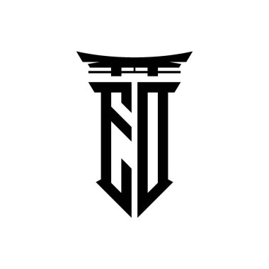 İlk logo geometrik modern Torii Kapısı Japon stili tasarımı ile izole edilmiş arka plan, minimalist geometrik Japon tarzı logo.