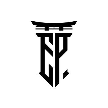 İlk logo geometrik modern Torii Kapısı Japon stili tasarımı ile izole edilmiş arka plan, minimalist geometrik Japon tarzı logo.