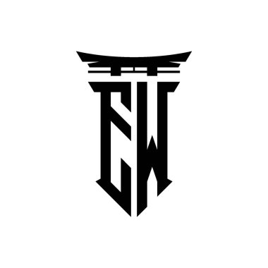 İlk logo geometrik modern Torii Kapısı Japon stili tasarımı ile izole edilmiş arka plan, minimalist geometrik Japon tarzı logo.