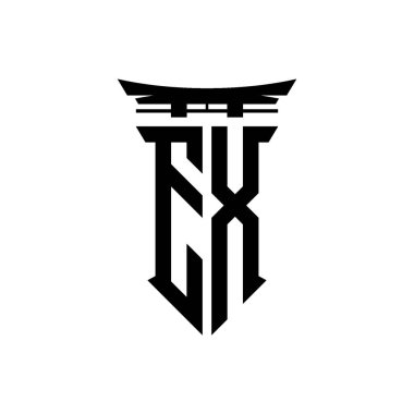 İlk logo geometrik modern Torii Kapısı Japon stili tasarımı ile izole edilmiş arka plan, minimalist geometrik Japon tarzı logo.