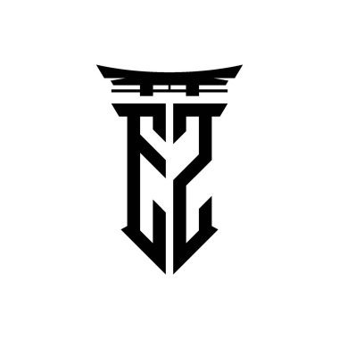 İlk logo geometrik modern Torii Kapısı Japon stili tasarımı ile izole edilmiş arka plan, minimalist geometrik Japon tarzı logo.