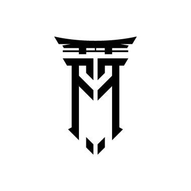 İlk logo geometrik modern Torii Kapısı Japon stili tasarımı ile izole edilmiş arka plan, minimalist geometrik Japon tarzı logo.