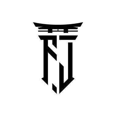 İlk logo geometrik modern Torii Kapısı Japon stili tasarımı ile izole edilmiş arka plan, minimalist geometrik Japon tarzı logo.