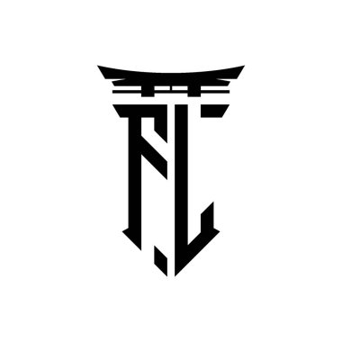 İlk logo geometrik modern Torii Kapısı Japon stili tasarımı ile izole edilmiş arka plan, minimalist geometrik Japon tarzı logo.