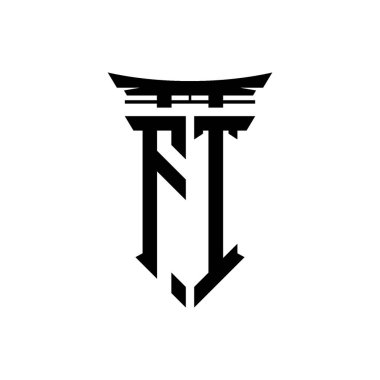 İlk logo geometrik modern Torii Kapısı Japon stili tasarımı ile izole edilmiş arka plan, minimalist geometrik Japon tarzı logo.