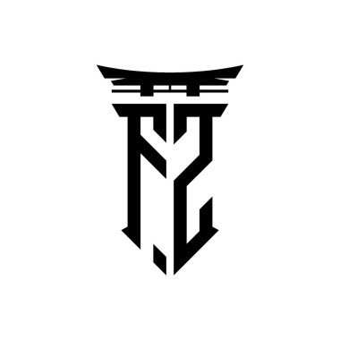 İlk logo geometrik modern Torii Kapısı Japon stili tasarımı ile izole edilmiş arka plan, minimalist geometrik Japon tarzı logo.