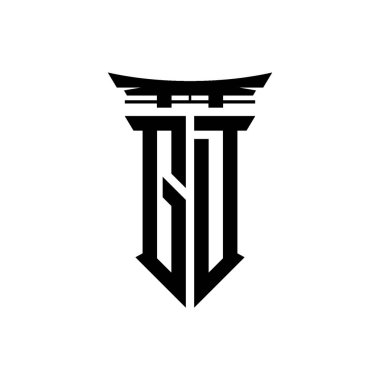 İlk logo geometrik modern Torii Kapısı Japon stili tasarımı ile izole edilmiş arka plan, minimalist geometrik Japon tarzı logo.