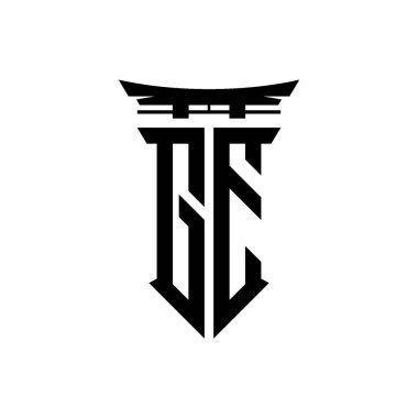İlk logo geometrik modern Torii Kapısı Japon stili tasarımı ile izole edilmiş arka plan, minimalist geometrik Japon tarzı logo.