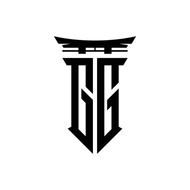 İlk logo geometrik modern Torii Kapısı Japon stili tasarımı ile izole edilmiş arka plan, minimalist geometrik Japon tarzı logo.