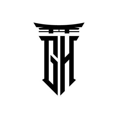İlk logo geometrik modern Torii Kapısı Japon stili tasarımı ile izole edilmiş arka plan, minimalist geometrik Japon tarzı logo.