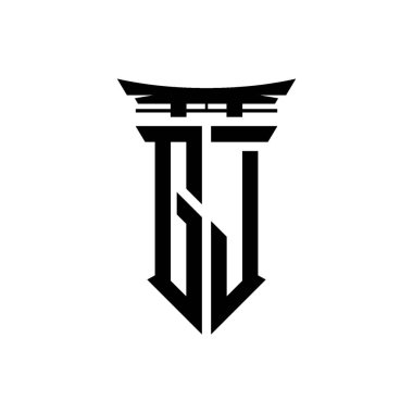 İlk logo geometrik modern Torii Kapısı Japon stili tasarımı ile izole edilmiş arka plan, minimalist geometrik Japon tarzı logo.