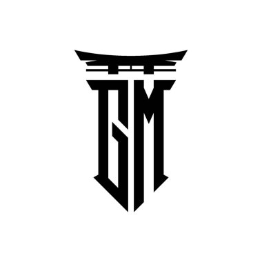 İlk logo geometrik modern Torii Kapısı Japon stili tasarımı ile izole edilmiş arka plan, minimalist geometrik Japon tarzı logo.