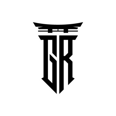 İlk logo geometrik modern Torii Kapısı Japon stili tasarımı ile izole edilmiş arka plan, minimalist geometrik Japon tarzı logo.