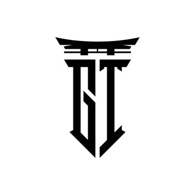 İlk logo geometrik modern Torii Kapısı Japon stili tasarımı ile izole edilmiş arka plan, minimalist geometrik Japon tarzı logo.