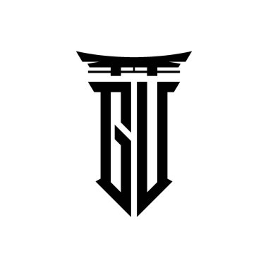 İlk logo geometrik modern Torii Kapısı Japon stili tasarımı ile izole edilmiş arka plan, minimalist geometrik Japon tarzı logo.