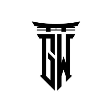 İlk logo geometrik modern Torii Kapısı Japon stili tasarımı ile izole edilmiş arka plan, minimalist geometrik Japon tarzı logo.