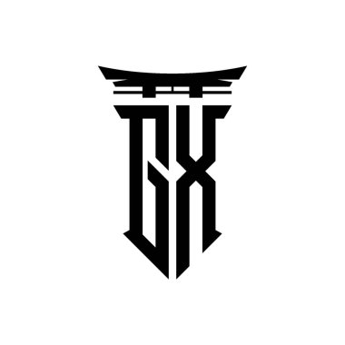 İlk logo geometrik modern Torii Kapısı Japon stili tasarımı ile izole edilmiş arka plan, minimalist geometrik Japon tarzı logo.