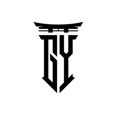 İlk logo geometrik modern Torii Kapısı Japon stili tasarımı ile izole edilmiş arka plan, minimalist geometrik Japon tarzı logo.