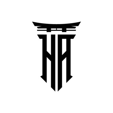 İlk logo geometrik modern Torii Kapısı Japon stili tasarımı ile izole edilmiş arka plan, minimalist geometrik Japon tarzı logo.