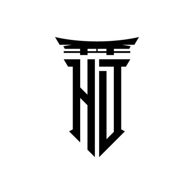 İlk logo geometrik modern Torii Kapısı Japon stili tasarımı ile izole edilmiş arka plan, minimalist geometrik Japon tarzı logo.