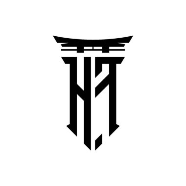 İlk logo geometrik modern Torii Kapısı Japon stili tasarımı ile izole edilmiş arka plan, minimalist geometrik Japon tarzı logo.