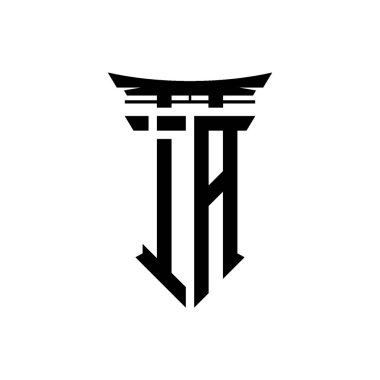 İlk logo geometrik modern Torii Kapısı Japon stili tasarımı ile izole edilmiş arka plan, minimalist geometrik Japon tarzı logo.
