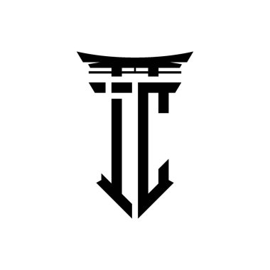 İlk logo geometrik modern Torii Kapısı Japon stili tasarımı ile izole edilmiş arka plan, minimalist geometrik Japon tarzı logo.