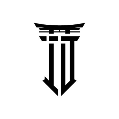İlk logo geometrik modern Torii Kapısı Japon stili tasarımı ile izole edilmiş arka plan, minimalist geometrik Japon tarzı logo.