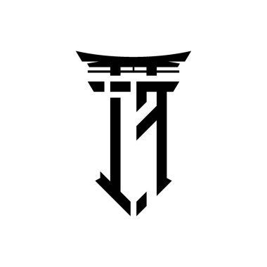 İlk logo geometrik modern Torii Kapısı Japon stili tasarımı ile izole edilmiş arka plan, minimalist geometrik Japon tarzı logo.