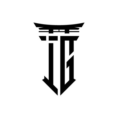 İlk logo geometrik modern Torii Kapısı Japon stili tasarımı ile izole edilmiş arka plan, minimalist geometrik Japon tarzı logo.
