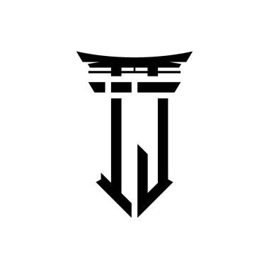 İlk logo geometrik modern Torii Kapısı Japon stili tasarımı ile izole edilmiş arka plan, minimalist geometrik Japon tarzı logo.
