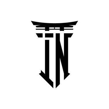 İlk logo geometrik modern Torii Kapısı Japon stili tasarımı ile izole edilmiş arka plan, minimalist geometrik Japon tarzı logo.