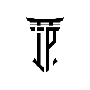 İlk logo geometrik modern Torii Kapısı Japon stili tasarımı ile izole edilmiş arka plan, minimalist geometrik Japon tarzı logo.