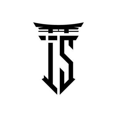 İlk logo geometrik modern Torii Kapısı Japon stili tasarımı ile izole edilmiş arka plan, minimalist geometrik Japon tarzı logo.