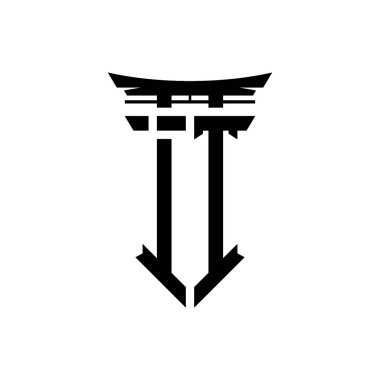 İlk logo geometrik modern Torii Kapısı Japon stili tasarımı ile izole edilmiş arka plan, minimalist geometrik Japon tarzı logo.