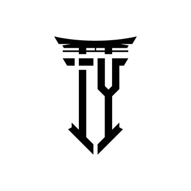 İlk logo geometrik modern Torii Kapısı Japon stili tasarımı ile izole edilmiş arka plan, minimalist geometrik Japon tarzı logo.
