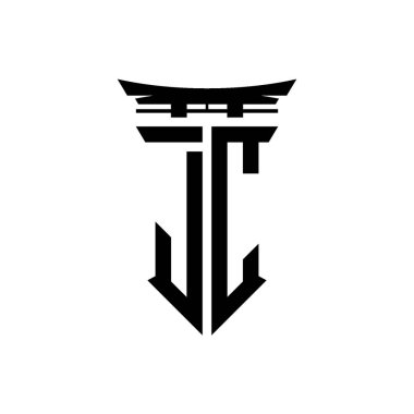 İlk logo geometrik modern Torii Kapısı Japon stili tasarımı ile izole edilmiş arka plan, minimalist geometrik Japon tarzı logo.