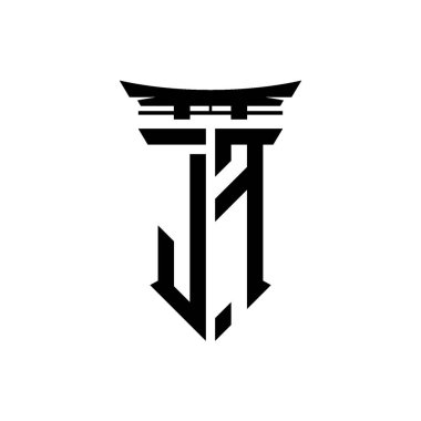 İlk logo geometrik modern Torii Kapısı Japon stili tasarımı ile izole edilmiş arka plan, minimalist geometrik Japon tarzı logo.