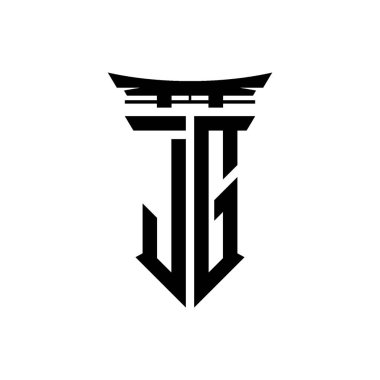İlk logo geometrik modern Torii Kapısı Japon stili tasarımı ile izole edilmiş arka plan, minimalist geometrik Japon tarzı logo.