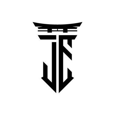 İlk logo geometrik modern Torii Kapısı Japon stili tasarımı ile izole edilmiş arka plan, minimalist geometrik Japon tarzı logo.