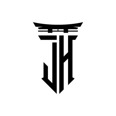 İlk logo geometrik modern Torii Kapısı Japon stili tasarımı ile izole edilmiş arka plan, minimalist geometrik Japon tarzı logo.